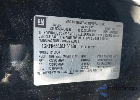 2008 GMC Yukon Xl 1500 Denali z USA, uszkodzony, nr VIN 1GKFK66828J163408